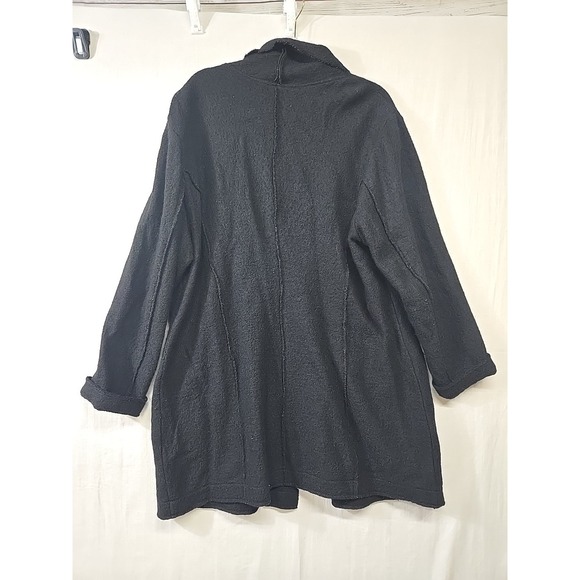 Chico's Women's Black‎ 100% Knitted Wool Long Cardigan 1 Button Size 3 (XL/16) - Picture 11 of 11